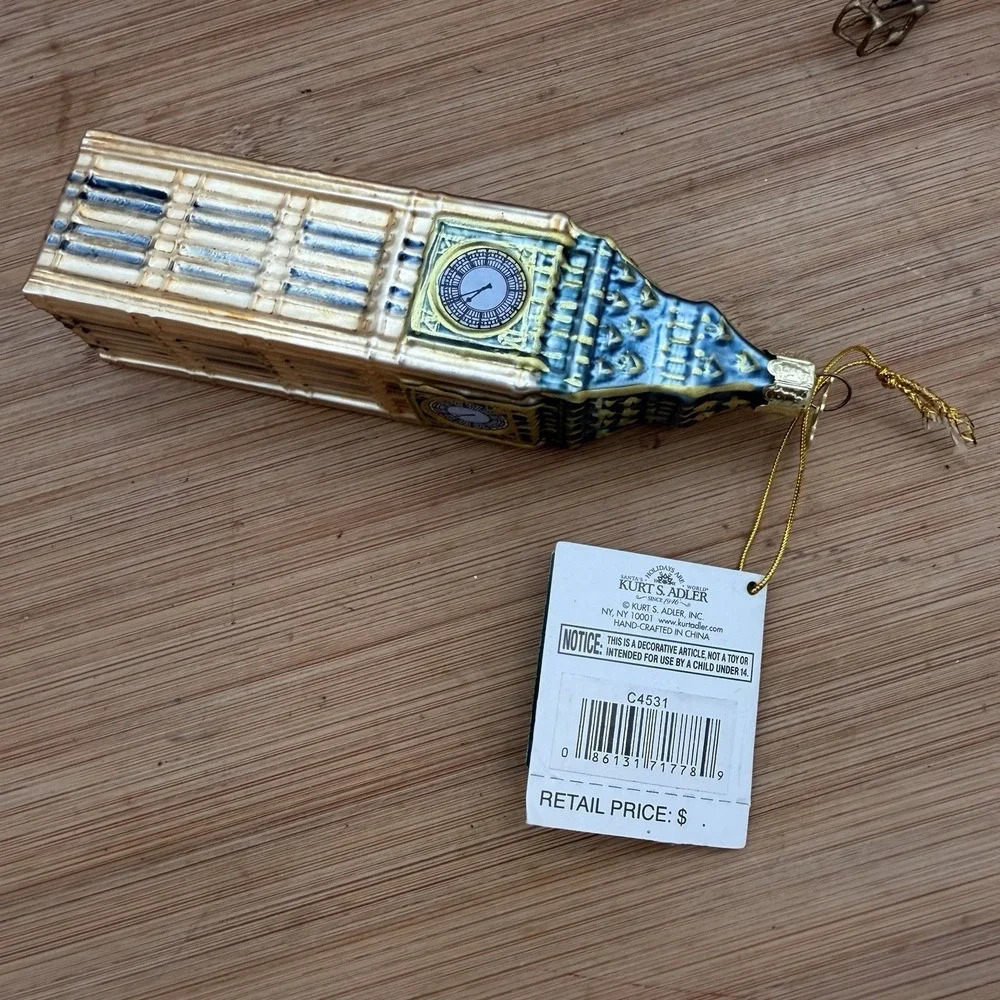 Kurt Adler 5-1/2-Inch Noble Gems Glass Big Ben Ornament‎